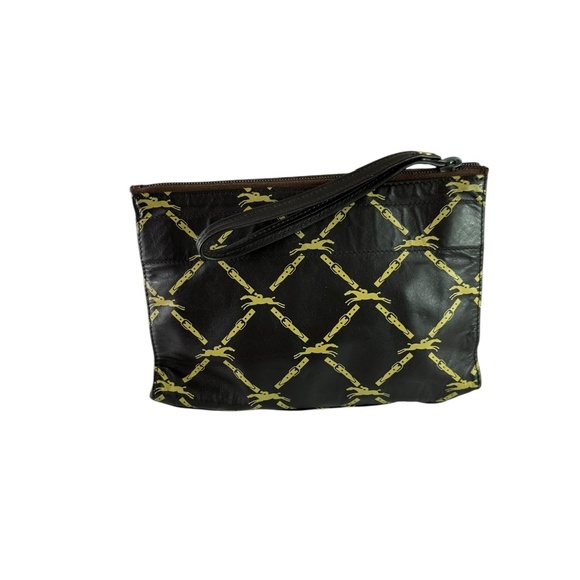 Rare Genuine Vintage LONGCHAMP Brown Logo Leather Wristlet Clutch Authenticated - Picture 3 of 13